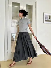 SpenPack 羊毛グラデーションプリーツスカート【Aライン・調整可能なウエスト・裏地付き】