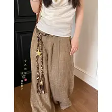 ボヘミアン風ブラウン編みウエストチェーン【ドレス用・装飾用】