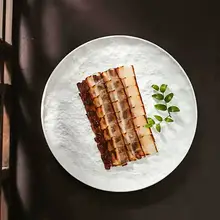 プレート 丸型 冷菜やお菓子に最適 陶器 ストーン模様 白色
