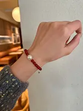 浮光Light 天然赤瑪瑙・パール付きブレスレット【新年向け・耐色落ち・アメリカ製】