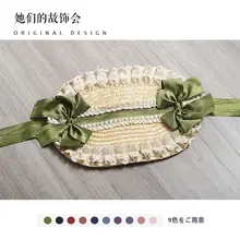 多色波奈特草帽【ロリータスタイル・手作り・優雅なデザイン】