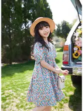 女児用 夏用薄手フラワープリントワンピース【フランス風・プリンセススタイル】（セットアップ対応）