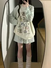 カラフルなプリントの長袖Tシャツ【コントラストデザイン・可愛いアートスタイル・重ね着対応】（セットアップ対応）
