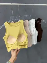フィットネス タンクトップ 女性用アウターウェア 胸パッド付き ワンカップ
