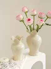 北欧風 おしゃれな陶製フラワーベース【生花用・インテリア装飾】
