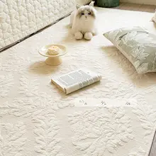 綿100%の水洗い可能な刺繍入りベッドサイドマット【滑り止め付き】