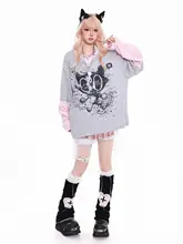 ストライプ切り替えデザインの長袖Tシャツ【春用・ゆったり・Y2Kスタイル】（セットアップ対応）