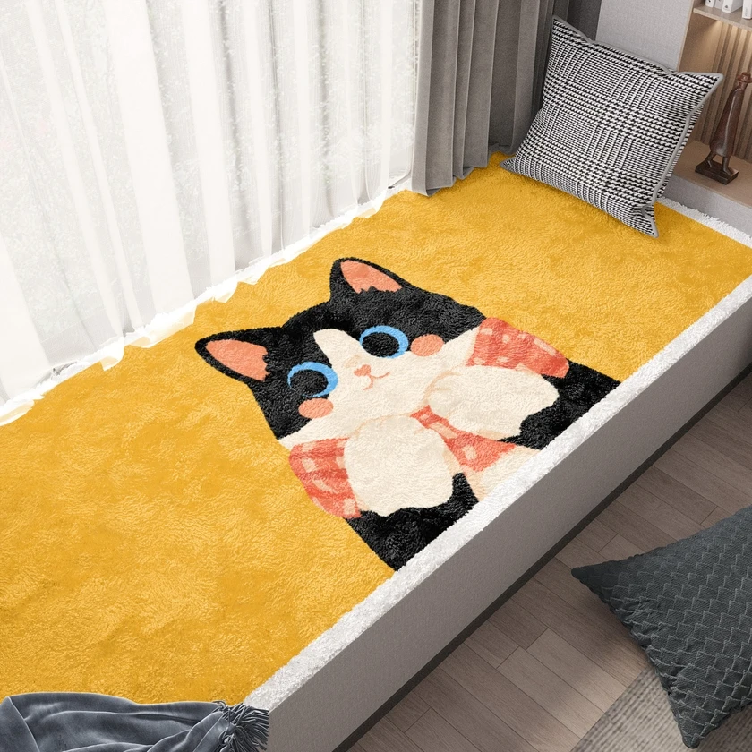 かわいらしい猫デザインの窓辺用クッションマット：滑り止め・薄型・通年対応のインテリア選び