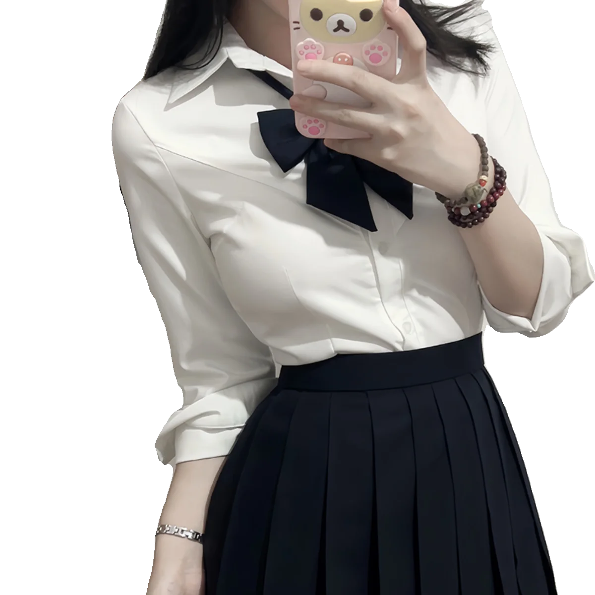 女性用JKスタイル長袖トップス：グレーのスリムデザインが通勤と制服シーンで活躍