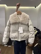 大毛皮付き白鹅绒ダウンジャケット【レディース・ゆったり・カジュアル・保温性】