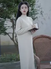 感溢れるロングニットワンピース【フレンチスタイル・秋用】