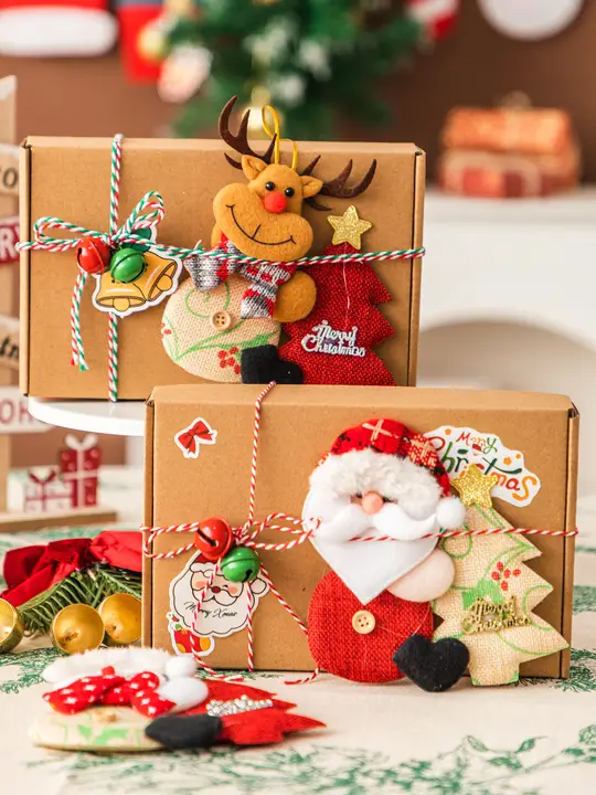 クリスマス ギフトボックス お菓子 ラッピング 手作り キャンディ クッキー かわいい キャラクターシール メッセージカード ミニベル デコレーション パーツ