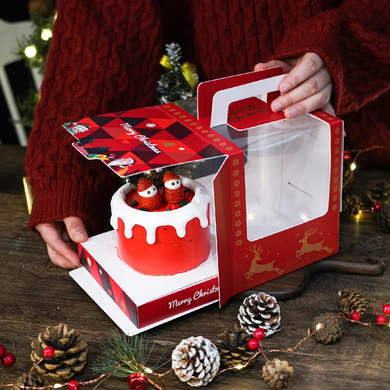 クリスマス用4インチケーキ持ち運びボックス：十色生活が提供するスイーツギフトの最適な包装ソリューション
