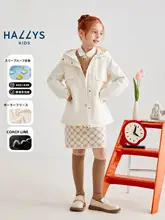女の子用風防コート【防水・防風・保温・ウエストシェイプ・フリース裏地】