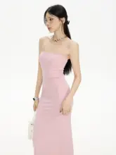 ブラックとピンクのビスチェドレス【夏用・極上の柔らかさ・カップ付き・タイトフィット】