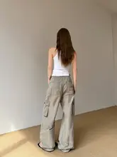 Don Cry 水洗加工 多ポケットストレートワイドカーゴパンツ【ユニセックス・ストリートスタイル・カジュアル】