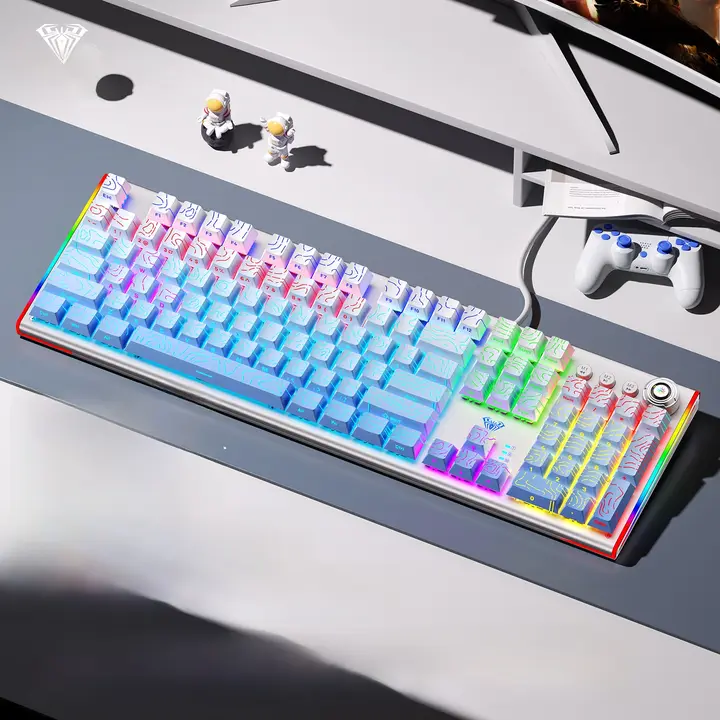 メカニカルキーボード 有線 RGB LEDバックライト デスクトップPC用 オフィス ゲーミング 青 赤 茶 黒