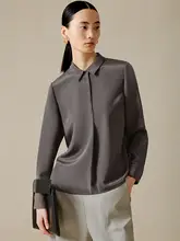 通勤用 長袖シャツ【真絲・春秋用・ゆったりデザイン・半開襟】
