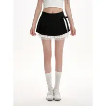 黒のJKスタイル ハイウエストプリーツスカート【夏用・Aライン・美脚効果】