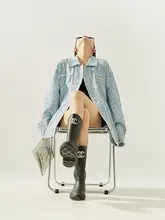 レディースヴィンテージデニムジャケット【アメリカンスタイル・ブルー・ルーズフィット・カジュアル】