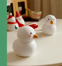クリスマス サンタクロースと雪だるまとアヒルの木彫り飾り【手作り・可愛いインテリア装飾】
