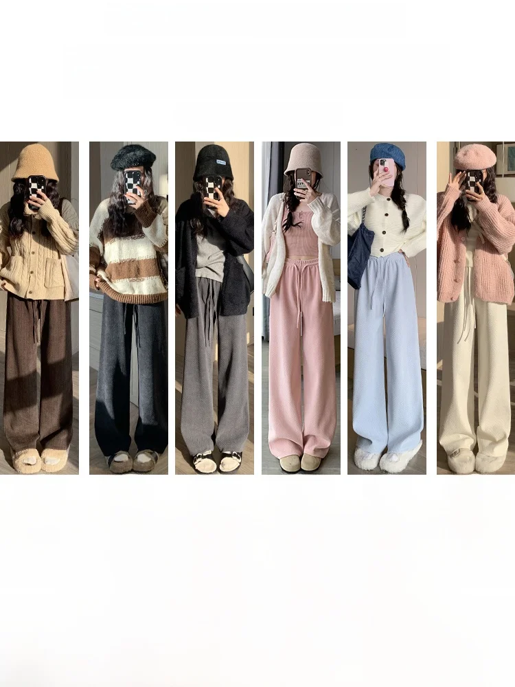カラフルなチュニック風ワイドパンツ：裏起毛とゆったりスタイルの秋冬実用性