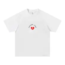 涼感防晒素材のハートプリントTシャツ【メンズ・速乾・ゆったり・カップル向け】