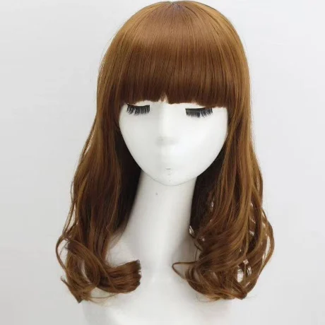 加長版梨花頭ウィッグ【暖かいブラウン・姫系・前髪あり・コスプレ用】（セットアップ対応）