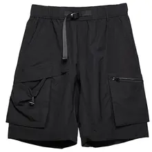 ハーフパンツ メンズ カーゴ ワイド ルーズ カジュアル ブラック 夏