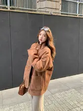100%ウール製 ヒョウ皮風一体型コート【女性用・冬季・リバーシブル・ゆったりデザイン】