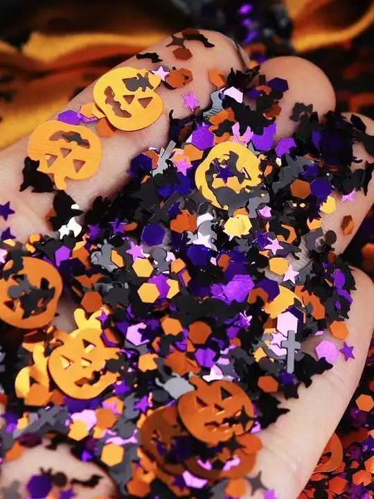 ハロウィン用かぼちゃ柄のネイル用ラメ【スカル・バット・キャットデザイン・秋冬用】