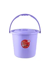 厚手プラスチック製小型バケツ【持ち手付き・フタ付き・多機能・キャンプや洗車に最適】