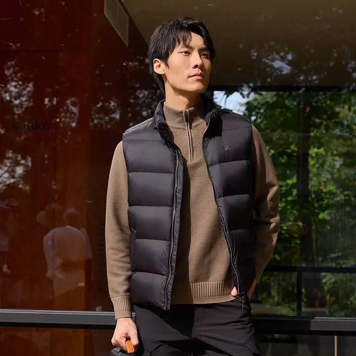 JUNYU 秋冬用スタンドカラー男性用ダウンベスト【白鹅绒・ファッション・アウトドア】