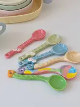 カラフルな手作り陶器コーヒースプーン【可愛いデザイン・韓国風・彩色】