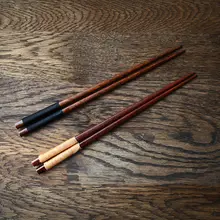 ヴィンテージスタイルの尖頭チーク木製箸【手作り・シンプルデザイン】