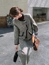 羽绒内蔵のウールスカート【冬用・加厚・デザインスカート】（セットアップ対応）
