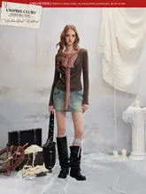春用おしゃれな長袖Tシャツ【フィット感あり・リボン付き・バイカラー】