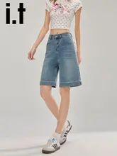 デニムショートパンツ レディース アメカジ ヴィンテージ ハイウエスト Aライン ワイド 夏「CHOCOOLATE」