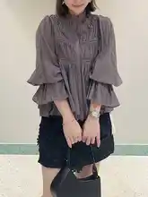 極上の柔らかさ！甘美なレースとフリルのフレアスリーブブラウス【春夏用】