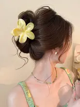 卵型花柄ヘアクリップ【グラデーション・後頭部用】