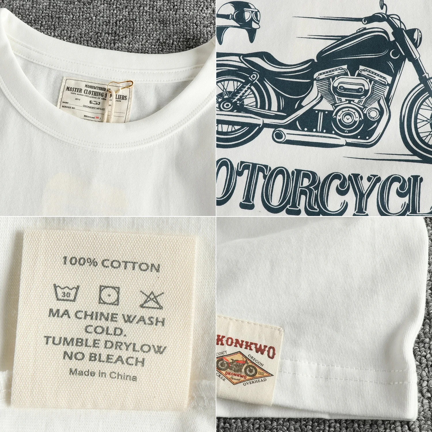 80年代 バイク レーサー レトロデザイン メンズ Tシャツ：コットン製のモーターサイクル風味を再現