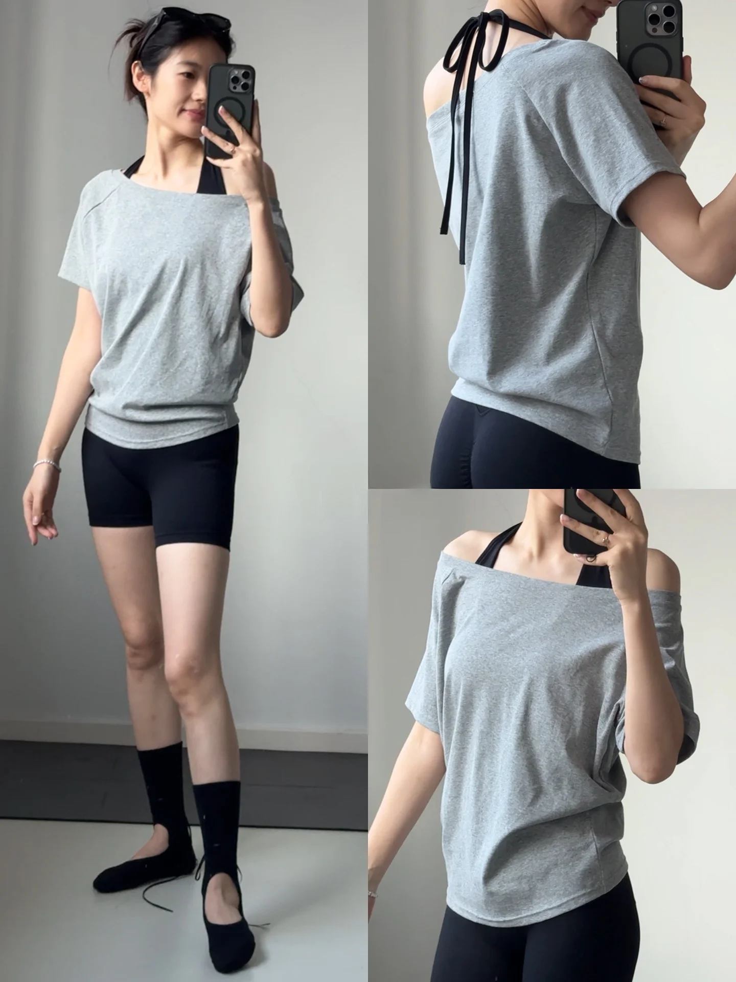 ゆったりシルエットの短袖Tシャツ：華やかで独特なオフショルダーが30代女性に最適なカジュアルガーリーの着こなし