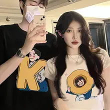 カップル向け夏用半袖Tシャツ【一長一短・極上の柔らかさ・おしゃれなデザイン】（セットアップ対応）