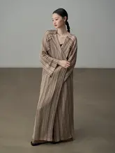 フレンチスタイルのストライプロングコート【フィット・防紫外線・秋用】