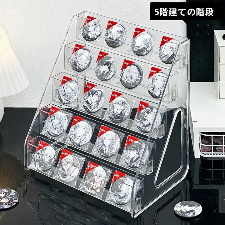 透明アクリル製ミニ古美ディスプレイラック【小型・階段型・コレクション用】