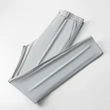 伸縮性ウエストメンズアイスシルク カジュアルパンツ 夏薄手スタイル