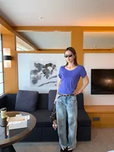 軽やかな着心地！UネックショートスリーブTシャツ【重ね着対応・カジュアルデザイン】