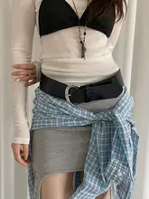 シンプルで高級感のある黒いウエストベルト【ワイドタイプ・スカートやデニムパンツに最適・スタイルアップ効果】（セットアップ対応）