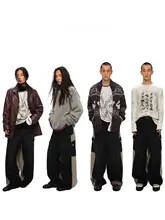 こだわりデザインの色違い牛仔ロングパンツ【フィット・ウォッシュ加工・レイヤードスタイル】