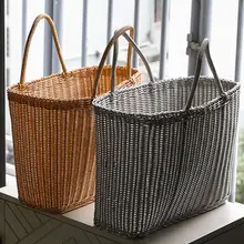 Kens バスケット型買い物籠【大容量・ピクニック用・持ち手付き・ヨーロピアンスタイル】